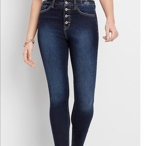 KanCan High Rise Dark Wash Button Fly Skinny Jean